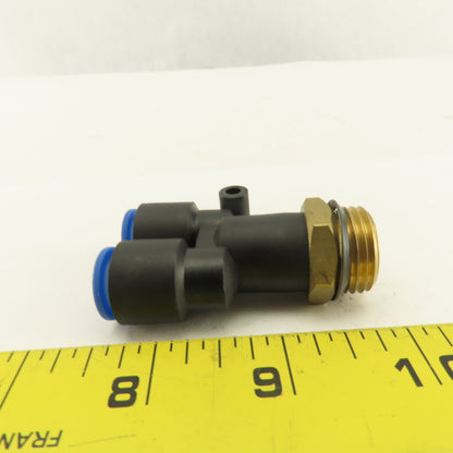 SMC 1/2-14 BSTP x 10mm Tube Push To Connect WYE Y Lot Of 2