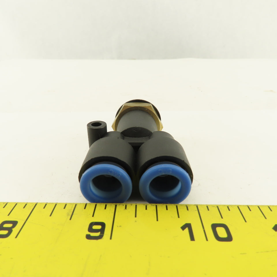 SMC 1/2-14 BSTP x 10mm Tube Push To Connect WYE Y Lot Of 2