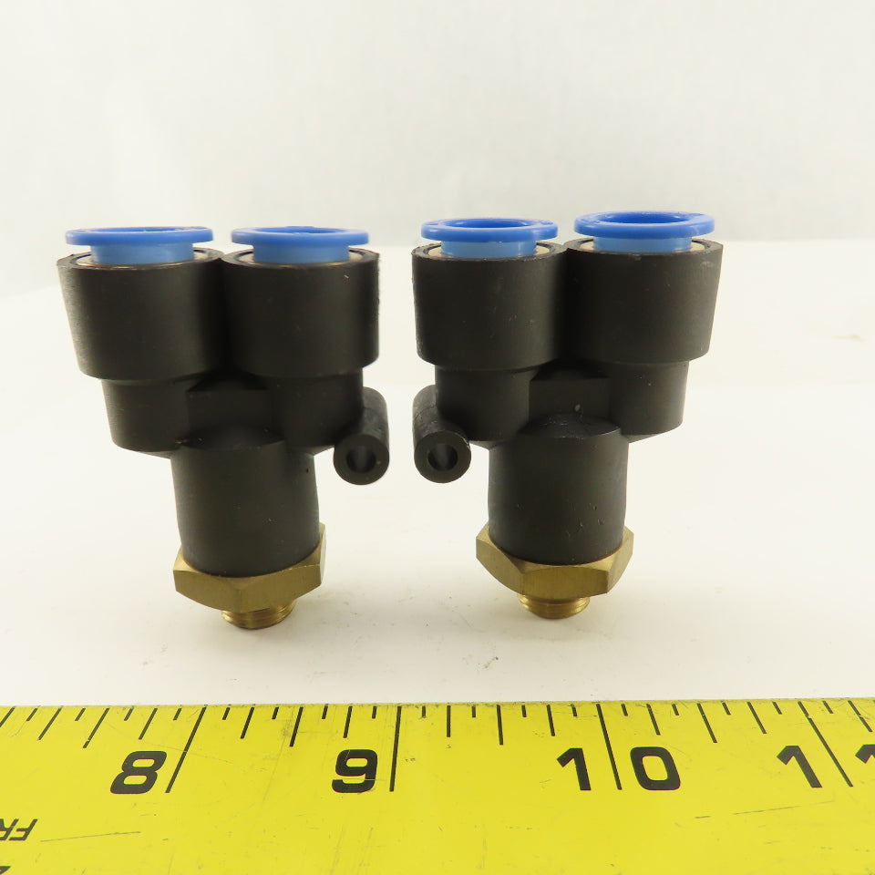 SMC 1/2-20 (-6) x 12mm Tube Push To Connect WYE Y Lot Of 2