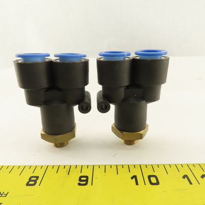 SMC 1/2-20 (-6) x 12mm Tube Push To Connect WYE Y Lot Of 2