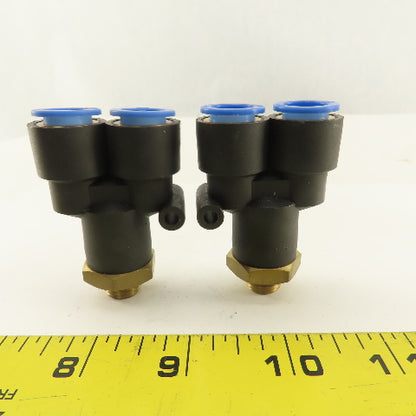 SMC 1/2-20 (-6) x 12mm Tube Push To Connect WYE Y Lot Of 2