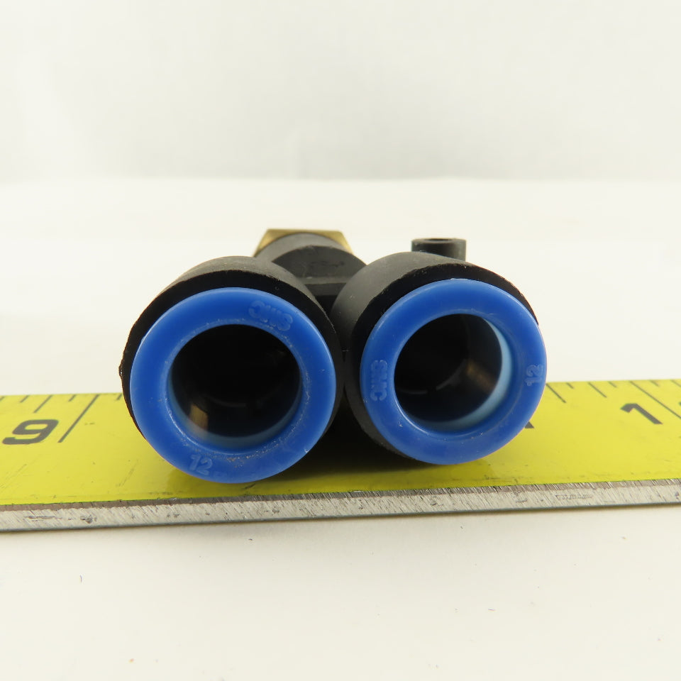 SMC 1/2-20 (-6) x 12mm Tube Push To Connect WYE Y Lot Of 2