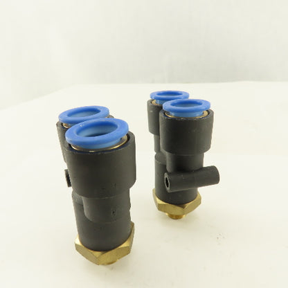 SMC 1/2-20 (-6) x 12mm Tube Push To Connect WYE Y Lot Of 2