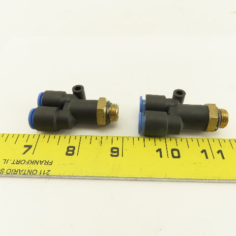 SMC 1/2-20 (-6) x 8mm Tube Push To Connect WYE Y Lot Of 2
