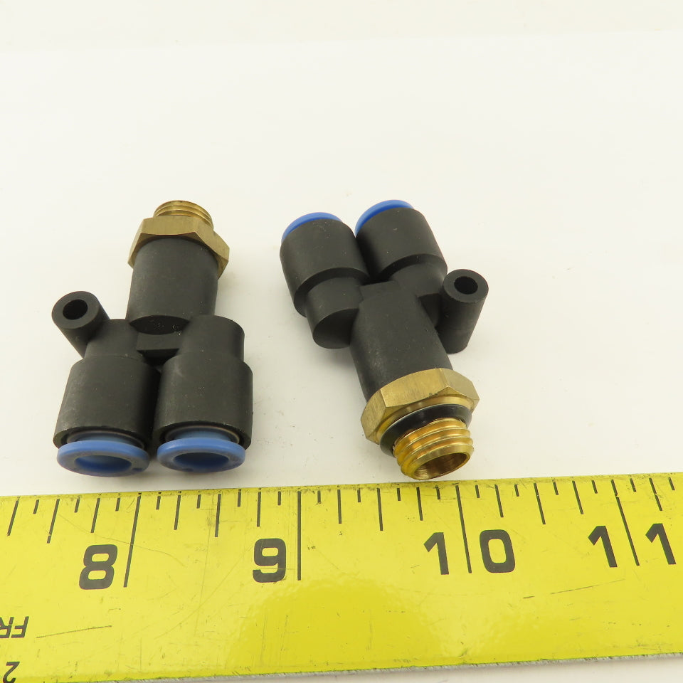 SMC 1/2-20 (-6) x 8mm Tube Push To Connect WYE Y Lot Of 2