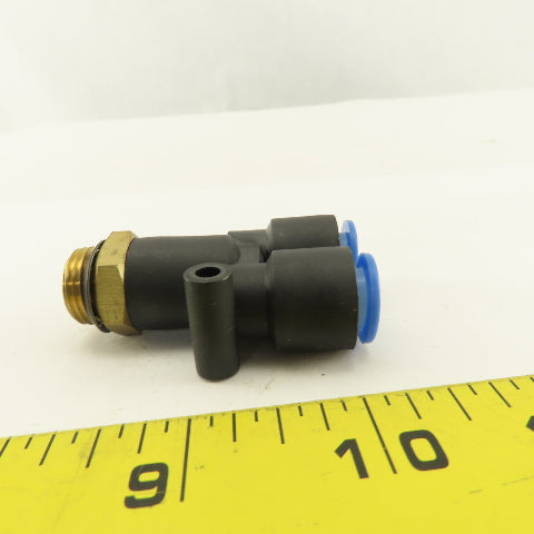 SMC 3/8-19 BSPT x 10mm Tube Push To Connect WYE Y Lot Of 2
