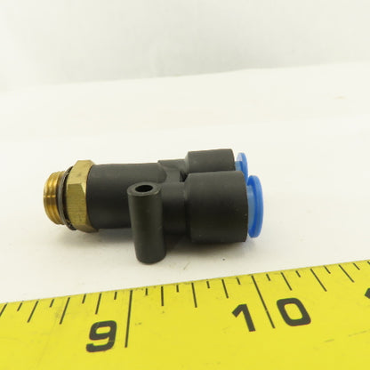 SMC 3/8-19 BSPT x 10mm Tube Push To Connect WYE Y Lot Of 2