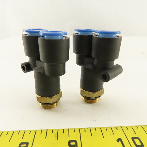 SMC 3/8-19 BSPT x 10mm Tube Push To Connect WYE Y Lot Of 2