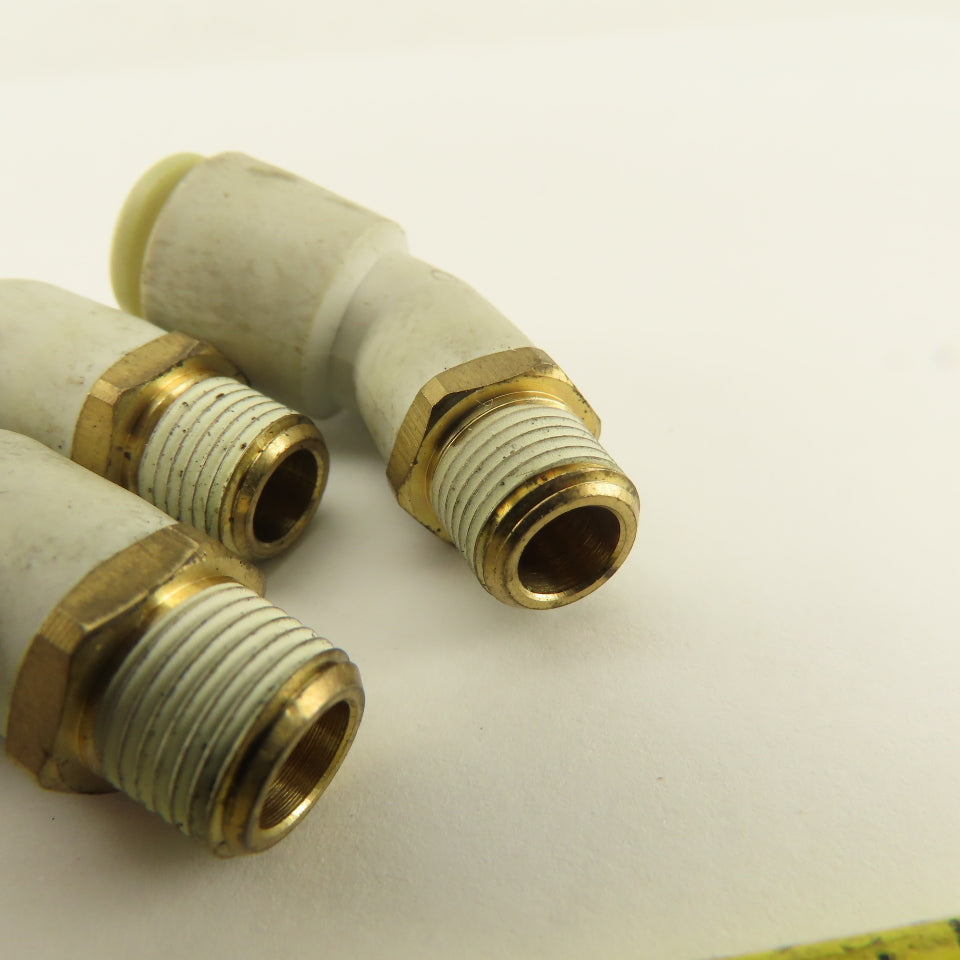 SMC 1/8NPT x 8mm Tube Push To Connect 45° Elbow Lot Of 5