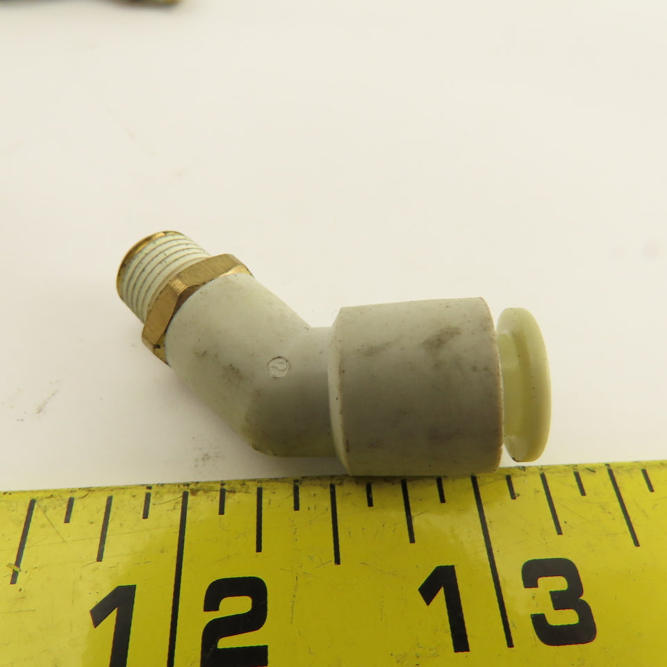 SMC 1/8NPT x 8mm Tube Push To Connect 45° Elbow Lot Of 5