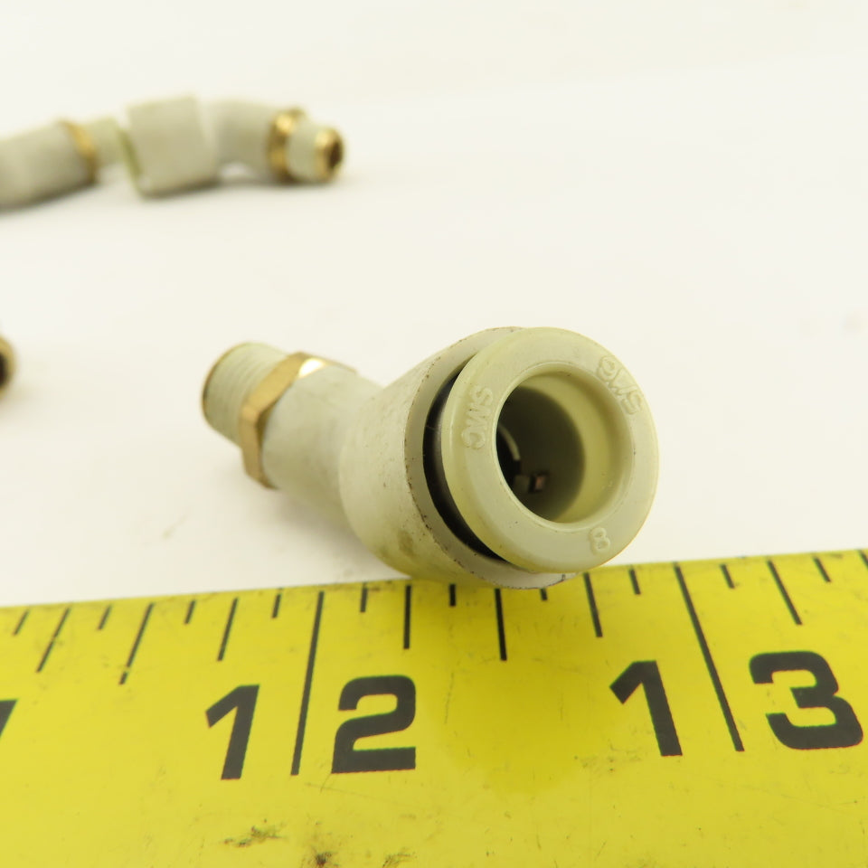 SMC 1/8NPT x 8mm Tube Push To Connect 45° Elbow Lot Of 5