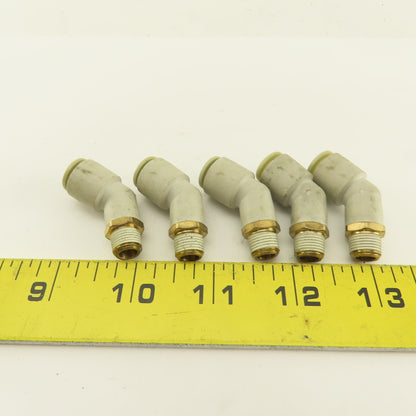 SMC 1/8NPT x 8mm Tube Push To Connect 45° Elbow Lot Of 5