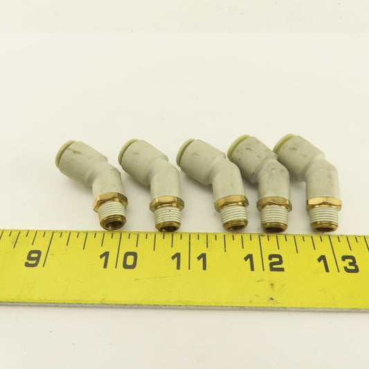 SMC 1/8NPT x 8mm Tube Push To Connect 45° Elbow Lot Of 5