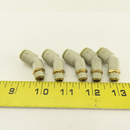 SMC 1/8NPT x 8mm Tube Push To Connect 45° Elbow Lot Of 5