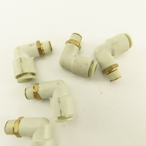 SMC 1/8NPT x 8mm Tube Push To Connect 90° Elbow Lot Of 5