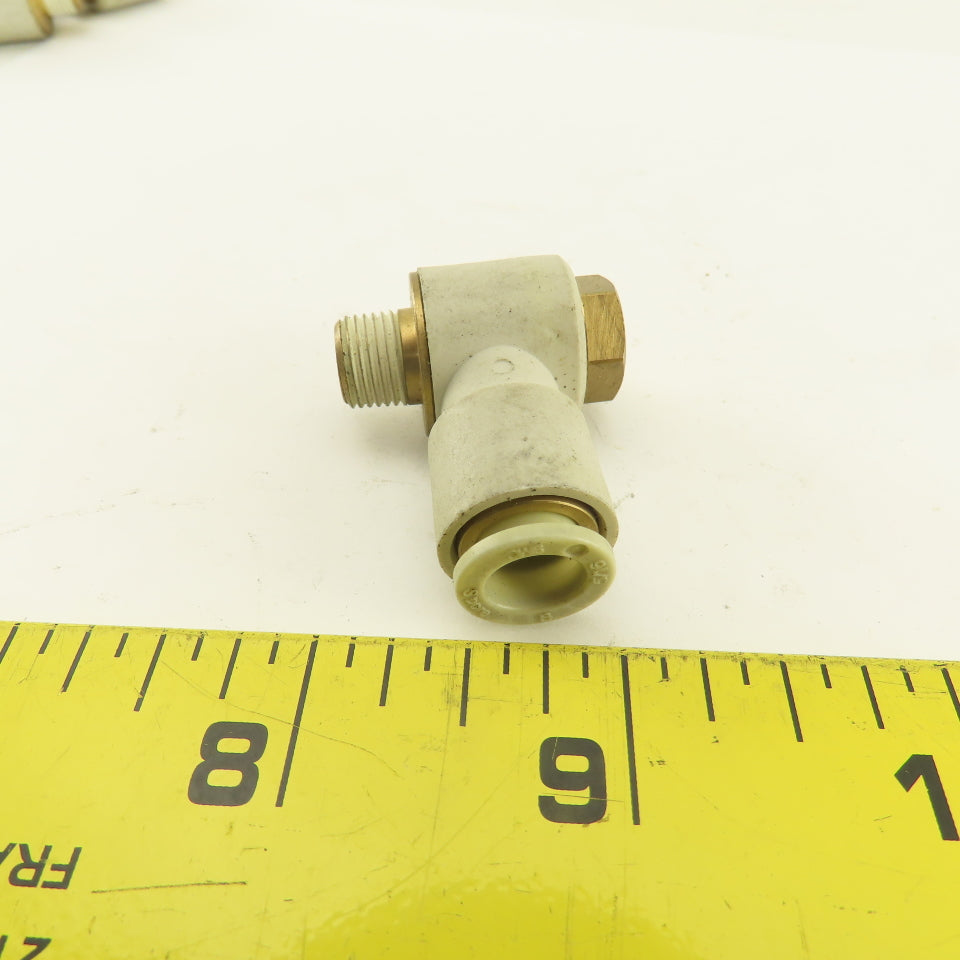 SMC 1/8NPT x 8mm Tube Push To Connect Swivel 90° Elbow Lot Of 5