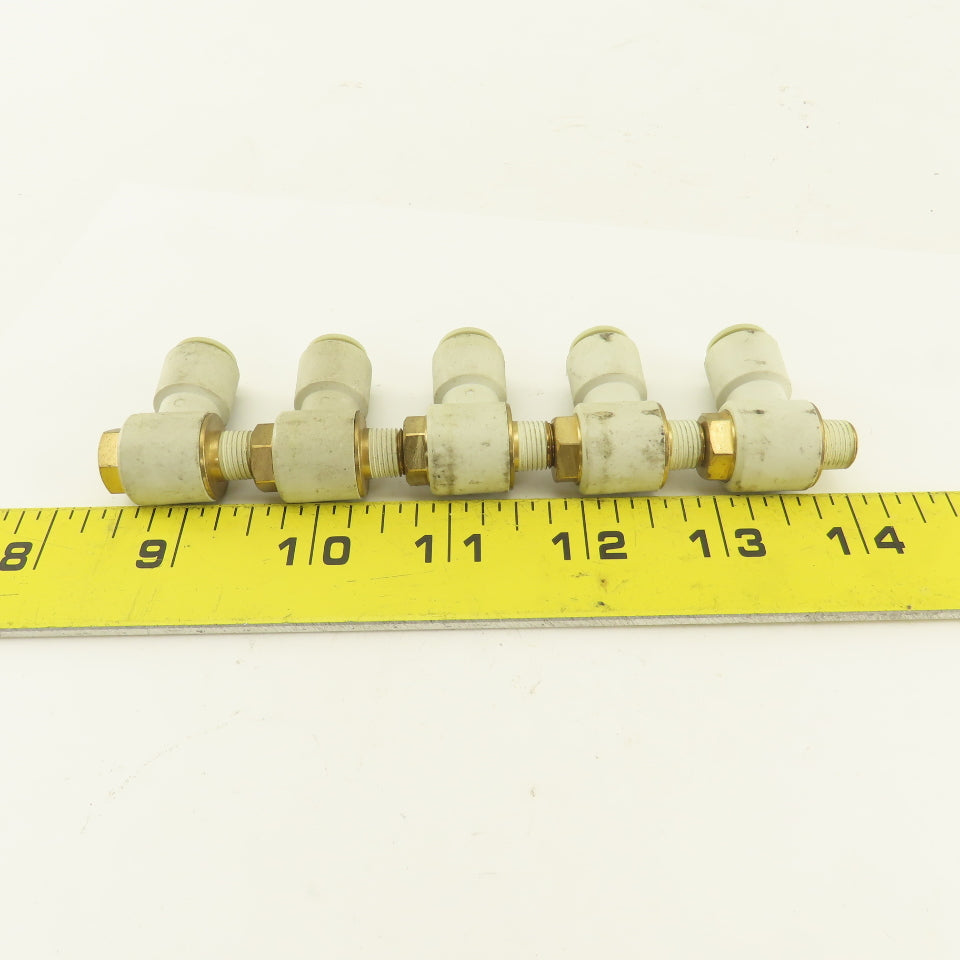 SMC 1/8NPT x 8mm Tube Push To Connect Swivel 90° Elbow Lot Of 5