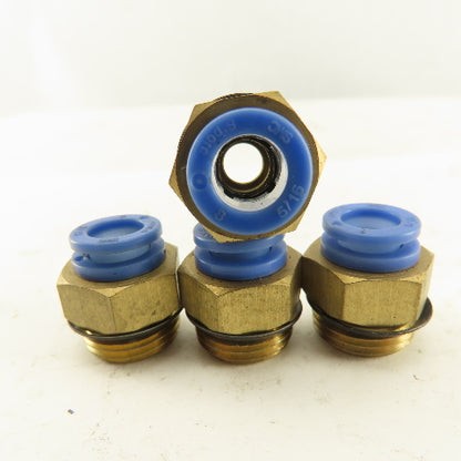SMC 3/8-19 BSPT Male x 8mm Tube Push To Connect Straight Connector Lot Of 4