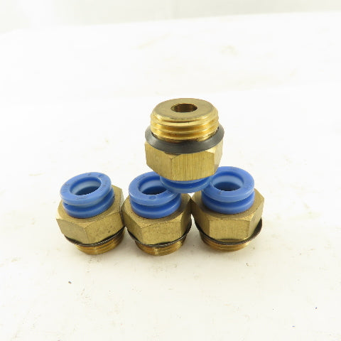 SMC 3/8-19 BSPT Male x 8mm Tube Push To Connect Straight Connector Lot Of 4
