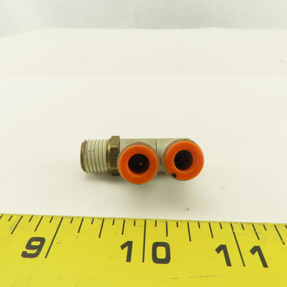 SMC 1/4NPT x 1/4 Tube Push To Connect Double Swivel Elbow Banjo Fitting