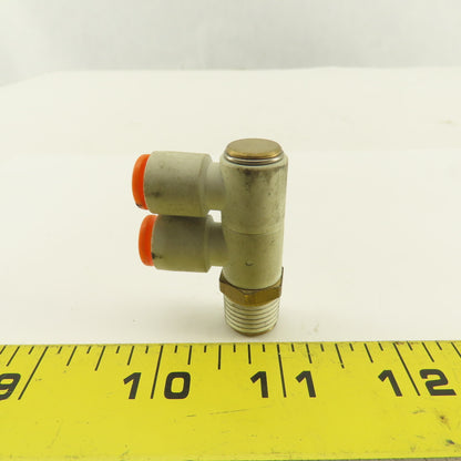 SMC 1/4NPT x 1/4 Tube Push To Connect Double Swivel Elbow Banjo Fitting