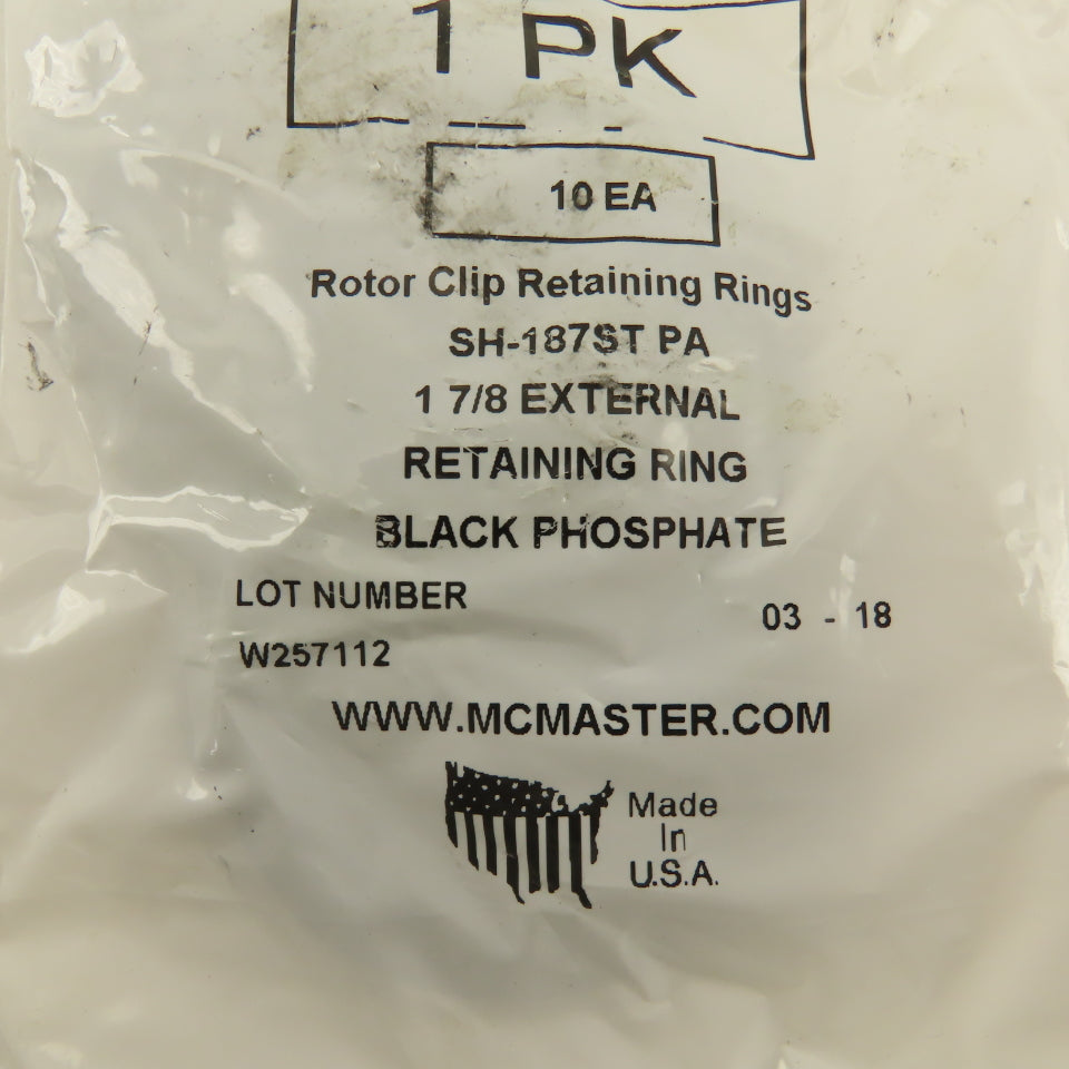 McMaster SH-187ST 1-7/8" External Shaft Retaining Ring Snap Ring Lot Of 160