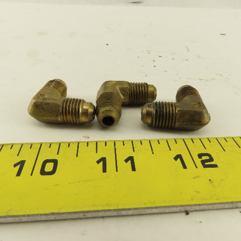 7/16-20 (-4) JIC Flare Brass 90-? Elbow Lot Of 3
