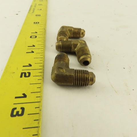 7/16-20 (-4) JIC Flare Brass 90-? Elbow Lot Of 3