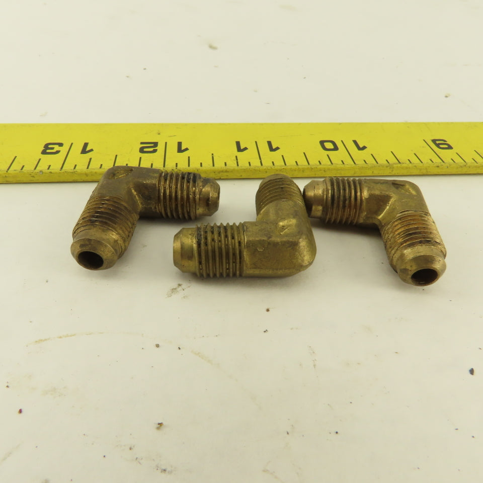 7/16-20 (-4) JIC Flare Brass 90-? Elbow Lot Of 3