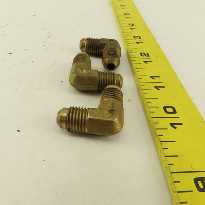 7/16-20 (-4) JIC Flare Brass 90-? Elbow Lot Of 3