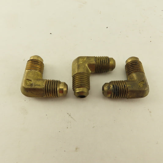 7/16-20 (-4) JIC Flare Brass 90-? Elbow Lot Of 3
