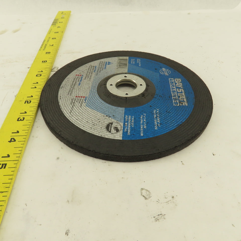 Bay State 242728 7" x 1/4" Thick Type 27 Grinding Wheel 7/8" Arbor Lot Of 8