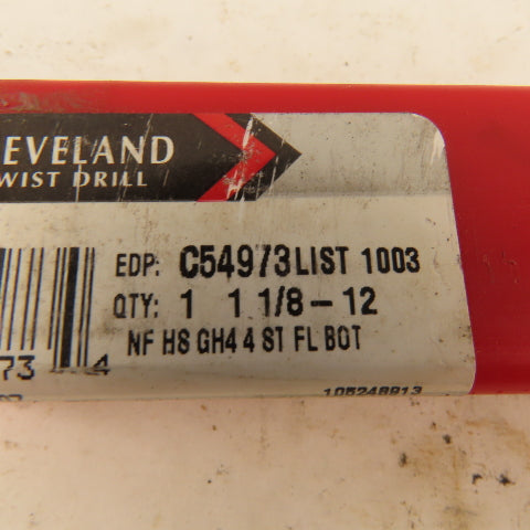 Cleveland C54973 1-1/8"-12 Bottoming Hand Tap 4 Flute Straight Flute HSS