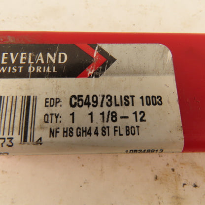 Cleveland C54973 1-1/8"-12 Bottoming Hand Tap 4 Flute Straight Flute HSS
