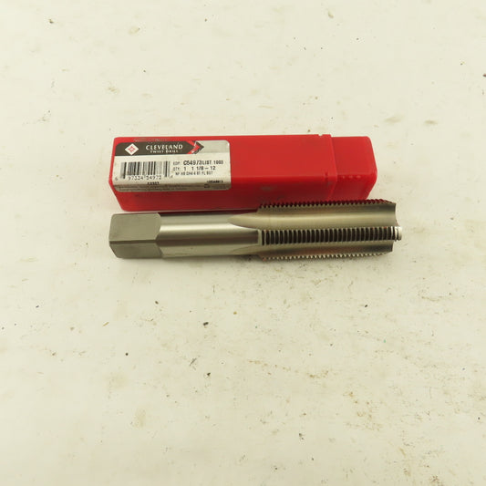 Cleveland C54973 1-1/8"-12 Bottoming Hand Tap 4 Flute Straight Flute HSS