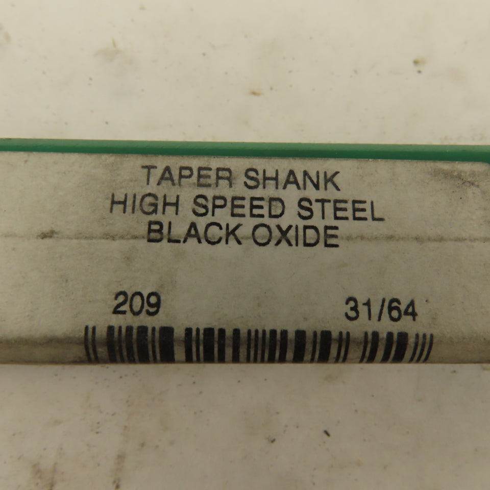 Precision Twist Drill 31/64" Dia. 2 Flute Twist Drill 2MT Taper 8-1/2" OAL