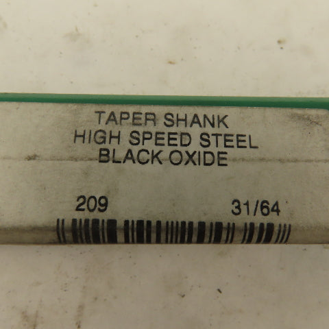 Precision Twist Drill 31/64" Dia. 2 Flute Twist Drill 2MT Taper 8-1/2" OAL