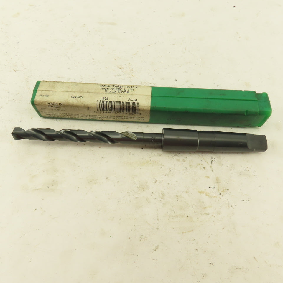 Precision Twist Drill 25/64" Dia. 2 Flute Twist Drill 2MT Taper HSS 7-5/8" OAL