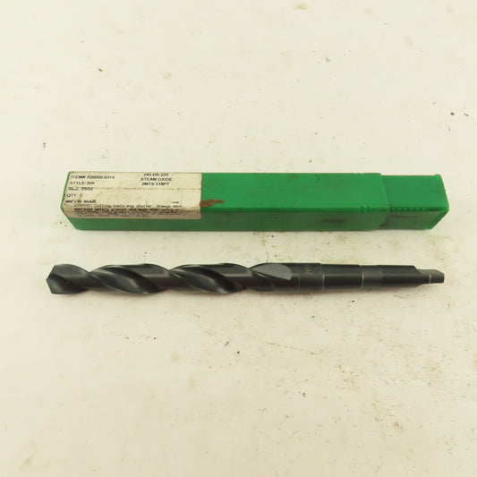Precision Twist Drill 245-DR-225 25/32 Dia. Steam Oxide Drill 2MT Taper 10" OAL