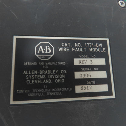 Allen Bradley 1771-DW Wire Fault Module Rev. 3