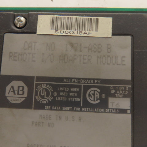Allen Bradley 1771-ASB FW Rev. F Series B Remote I/O Adapter