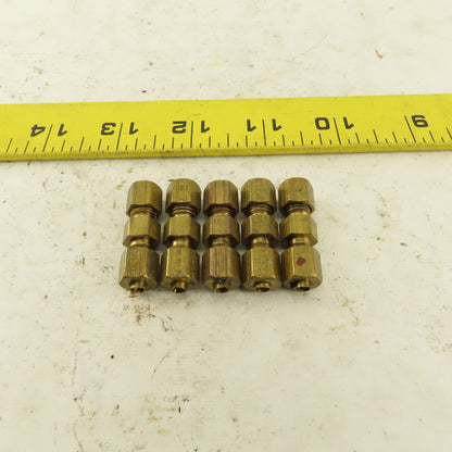 9/64 OD Tube Brass Flare Seat Lubrication Line Fitting Union Splice Lot Of 5