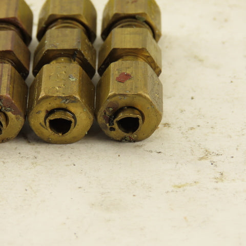 9/64 OD Tube Brass Flare Seat Lubrication Line Fitting Union Splice Lot Of 5