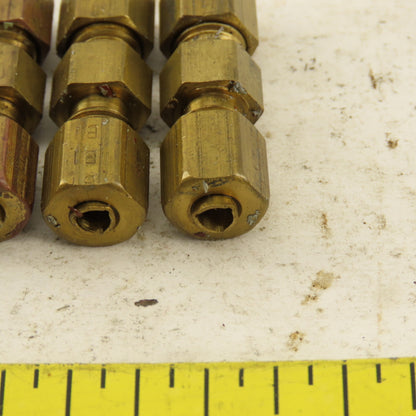 9/64 OD Tube Brass Flare Seat Lubrication Line Fitting Union Splice Lot Of 5