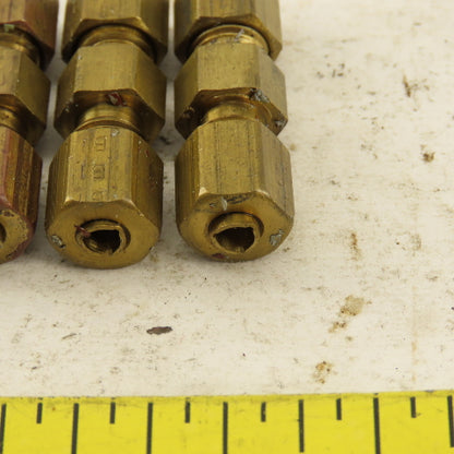 9/64 OD Tube Brass Flare Seat Lubrication Line Fitting Union Splice Lot Of 5