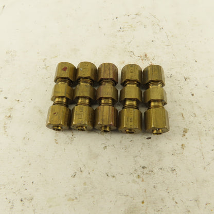 9/64 OD Tube Brass Flare Seat Lubrication Line Fitting Union Splice Lot Of 5