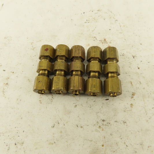 9/64 OD Tube Brass Flare Seat Lubrication Line Fitting Union Splice Lot Of 5