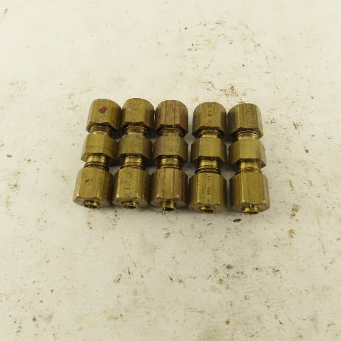 9/64 OD Tube Brass Flare Seat Lubrication Line Fitting Union Splice Lot Of 5