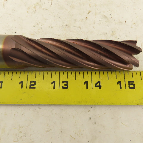Controx .8930 Dia. 6 Flute Spiral End Mill 1" Shank 18° Rake 5-1/2" OAL