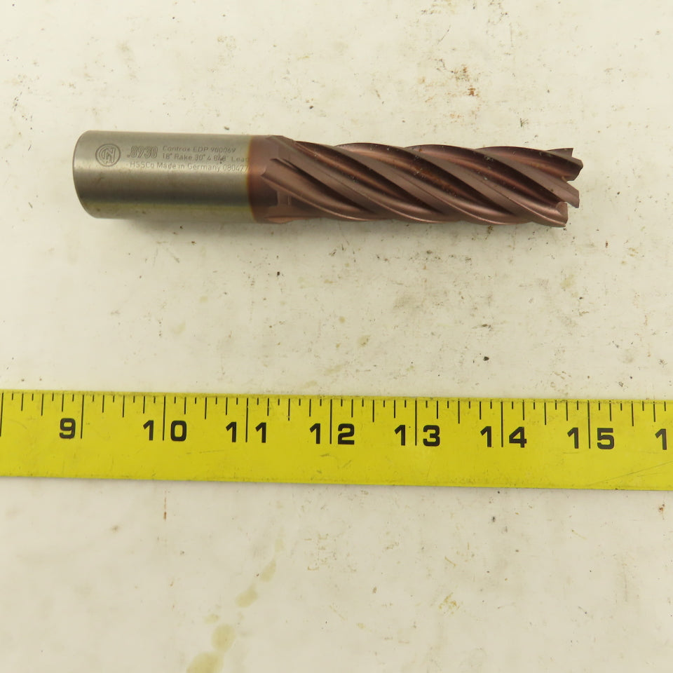 Controx .8930 Dia. 6 Flute Spiral End Mill 1" Shank 18° Rake 5-1/2" OAL
